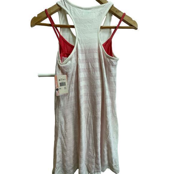 NWT ROXY Big Girls' Tea Time Dress White Crochet Top Dress & Coral‎ Tank Under - Picture 3 of 13